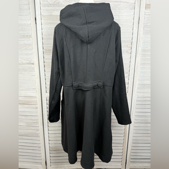 TORRID Women's Plus Size Black Woolen Hooded Fit & Flare Coat-1X - Picture 2 of 2